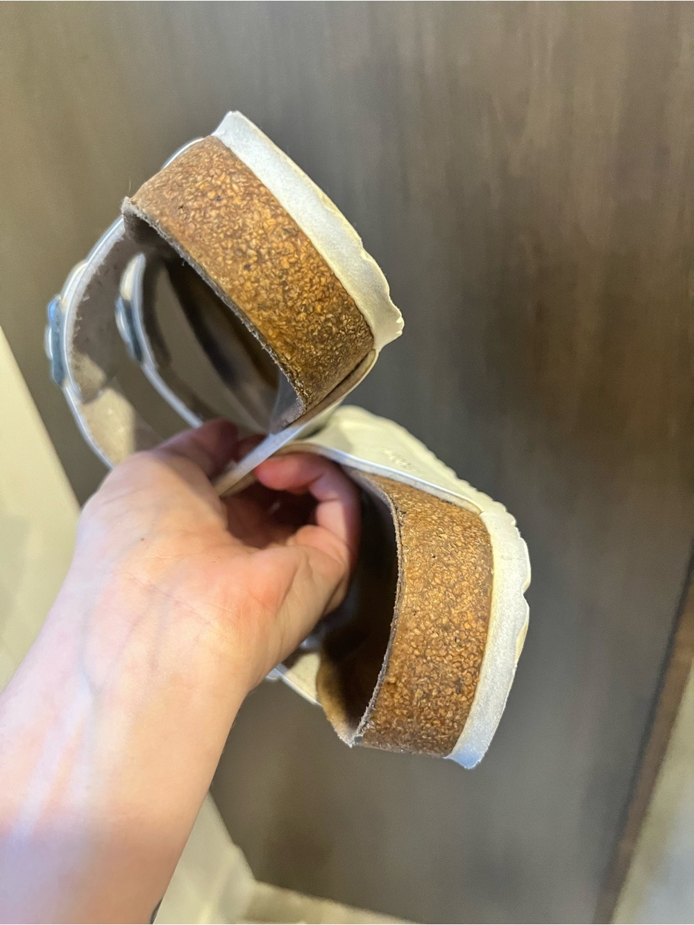 Birkenstock White Double-Buckle Slide Sandals with Silver Buckles - Picture 7 of 7